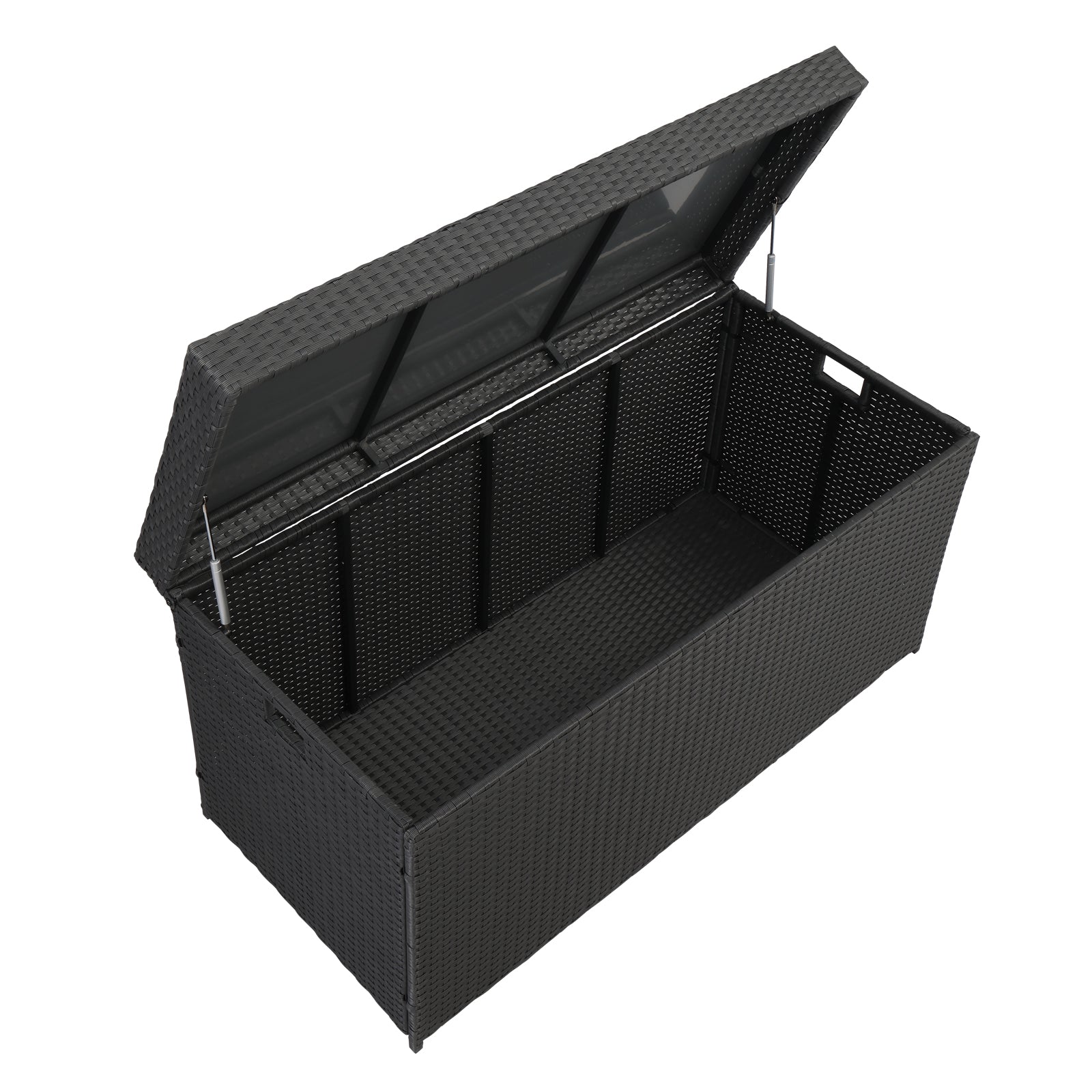 VINGLI Extra Large 132 Gallon Outdoor Rattan Storage Box, Patio Wicker Deck Box, Black