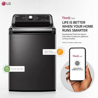 LG 5.5 Cu. Ft. SMART Top Load Washer in Black Steel with Impeller NeveRust Drum and TurboWash3D Technlogy WT7900HBA