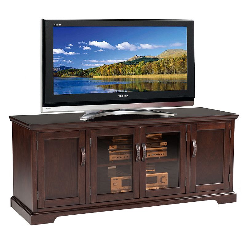 Leick Furniture Chocolate Cherry Finish Glass Door TV Stand