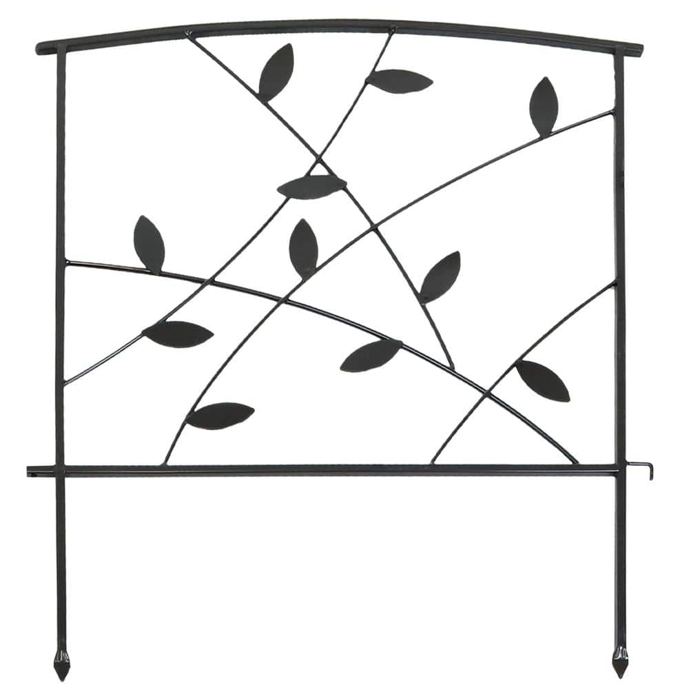 Sunnydaze Decor 32.25 in. Modern Leaves and Vines Steel Border Garden Fence -Set of 5 HBM-628