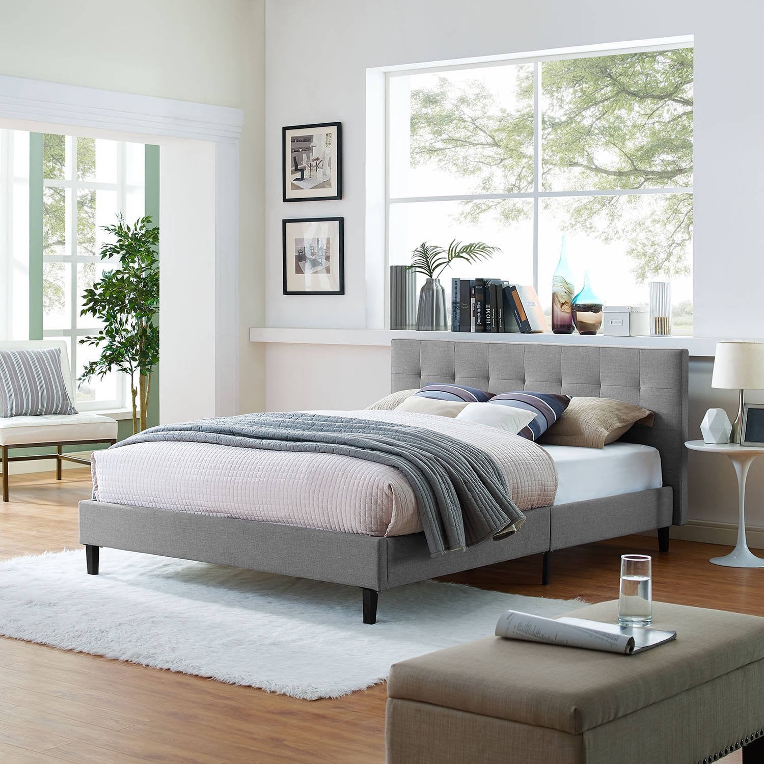 Modway Linnea Platform Bed, Multiple Sizes and Colors