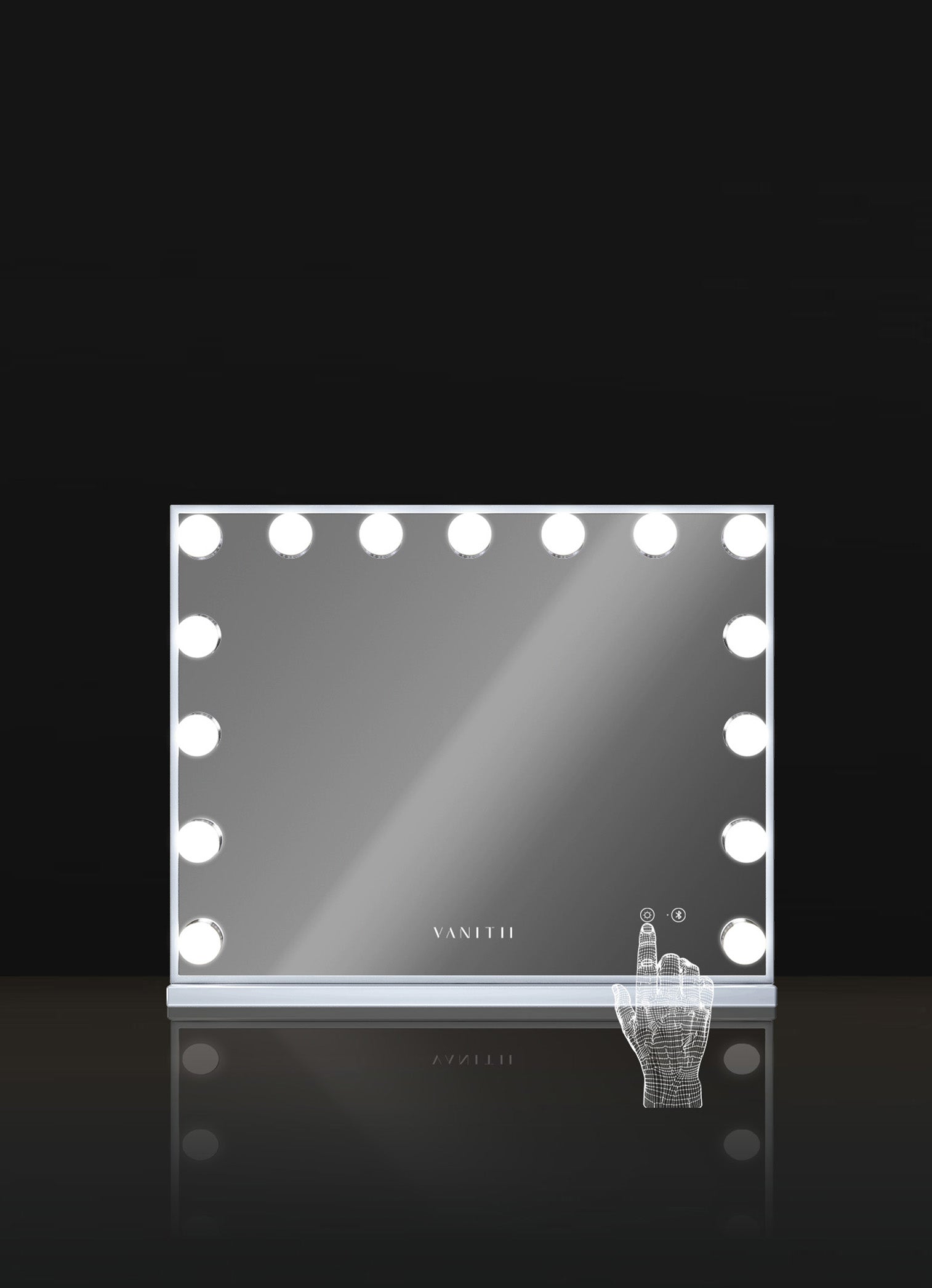 Mary Hollywood Vanity Mirror with Bluetooth XXL - 15 Dimmable LED Bulbs | VNT-5846-JMBT-WHT