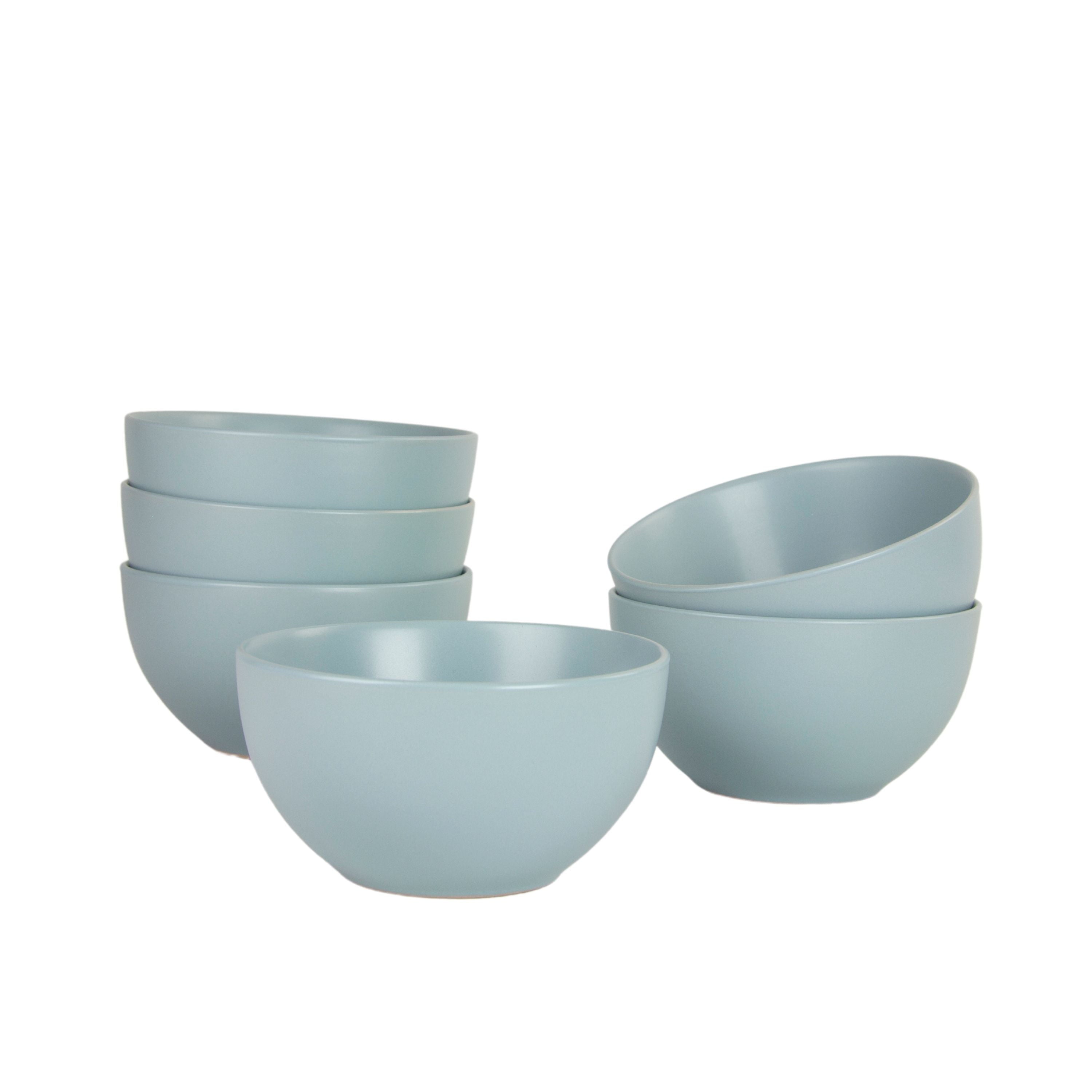 10 Strawberry Street Wazee Matte 5.5/20oz Cereal Bowl， Set of 6， Mineral Blue