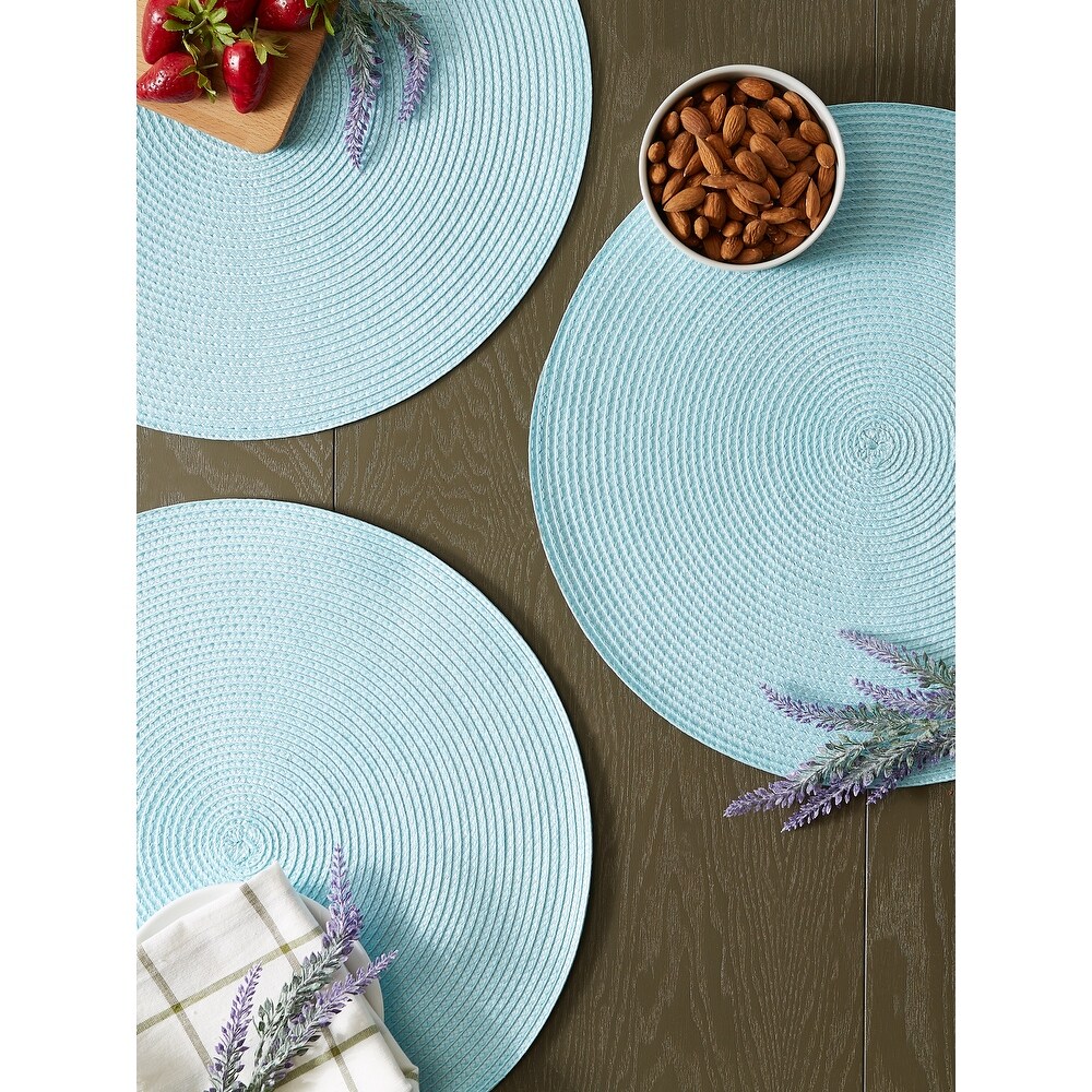 DII White Round PP Woven Placemat Set of 6