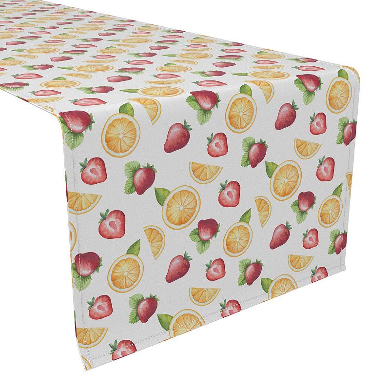 Table Runner， 100% Cotton， 16x72， Watercolor Fruit