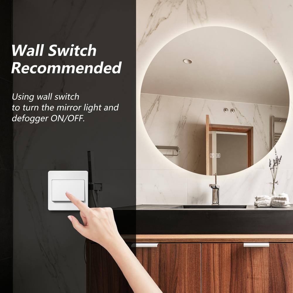 HOMLUX 40 in. W x 40 in. H Round Frameless LED Light with 3-Color and Anti-Fog Wall Mounted Bathroom Vanity Mirror EAD4004D60