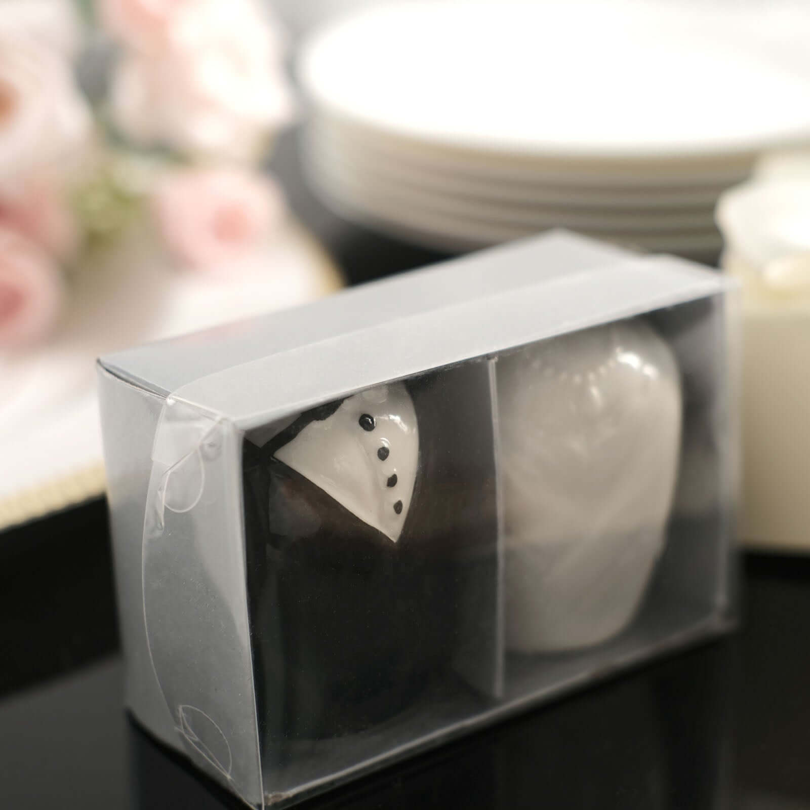 Bride/Groom Ceramic Salt And Pepper Shaker Party Favors Set, Wedding Favors in Pre-Packed Gift Box 2.5