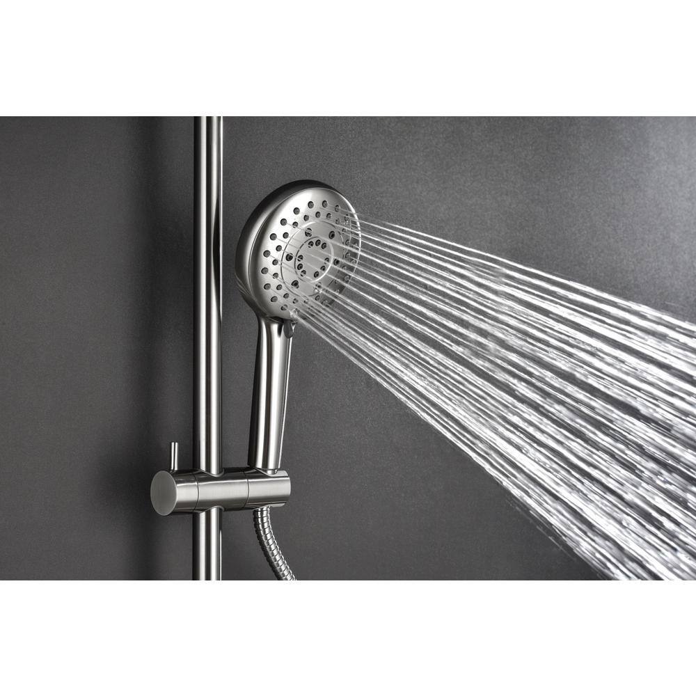 Lukvuzo 4-Spray Multifunction Deluxe Wall Shower System with Adjustable Slide Bar and Soap Dish in Brushed Nickel HSSA08FS003