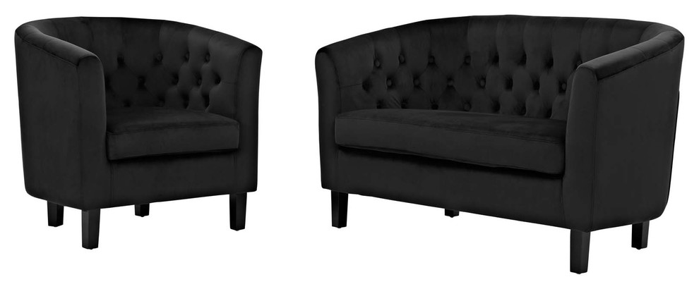 Modern Armchair and Loveseat Sofa Set  Velvet Fabric   Transitional   Living Room Furniture Sets   by House Bound  Houzz