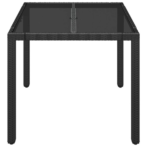 vidaXL Patio Table with Glass Top Black/Gray multisize Poly Rattan