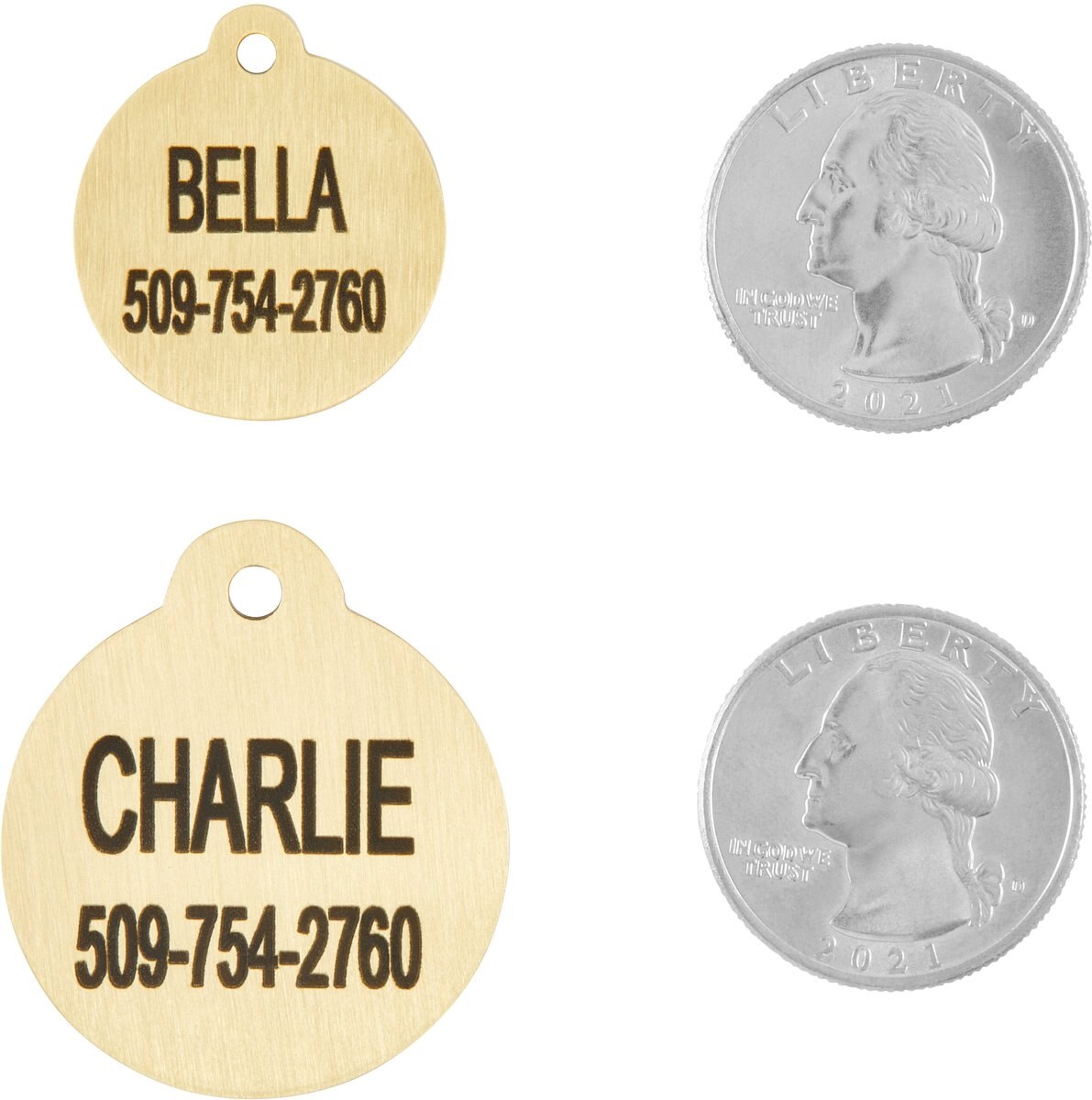 Frisco Brass Personalized Dog and Cat ID Tag， Round