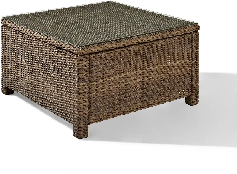 Bradenton Wicker and Glass Square Patio Coffee Table