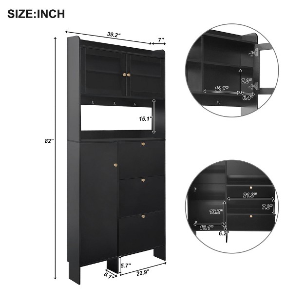 Minimalist Shoe Cabinet With Open Storage Practical Hall Tree With 3 Reversible Drawers Modernluxe