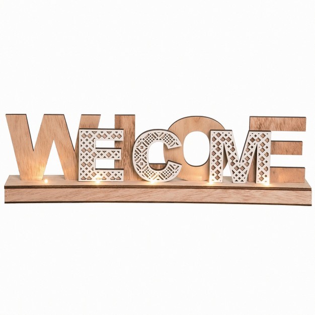 Multi Spring Welcome Word Block Light Up Accent