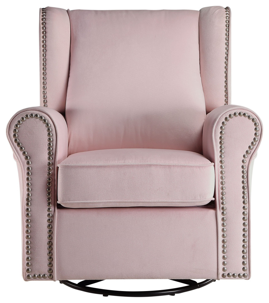 ACME Tamaki Swivel Chair with Glider in Pink Fabric   Transitional   Recliner Chairs   by Acme Furniture  Houzz