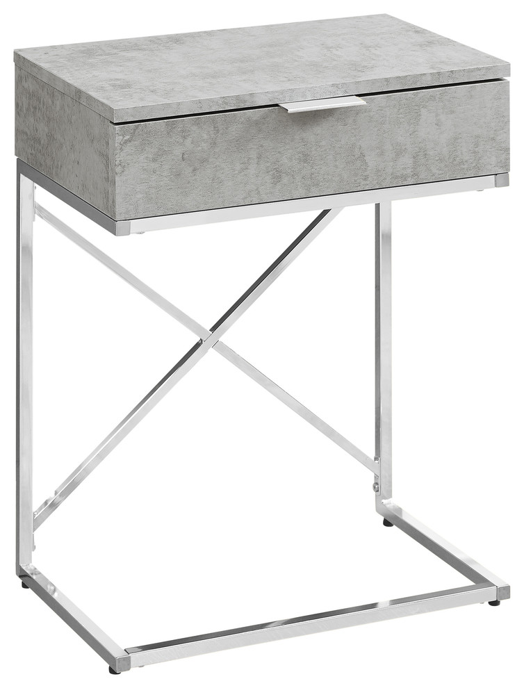 24 quotAccent Table Arc Style  Gray Cement  Chrome Metal   Contemporary   Side Tables And End Tables   by Homesquare  Houzz