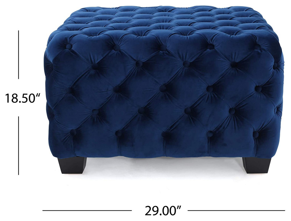 Modern Square Ottoman  Diamond Button Tufted Velvet Upholstery   Transitional   Footstools And Ottomans   by Decorn  Houzz