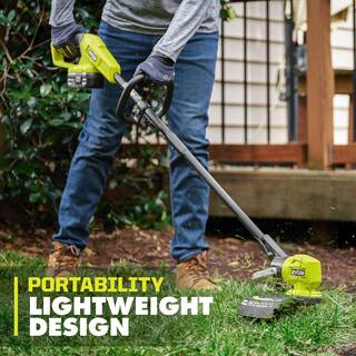 RYOBI ONE+ 18V 13 in. Cordless Battery String Trimmer Edger with Extra 3-Pack of Spools 4.0 Ah Battery and Charger P20180-AC