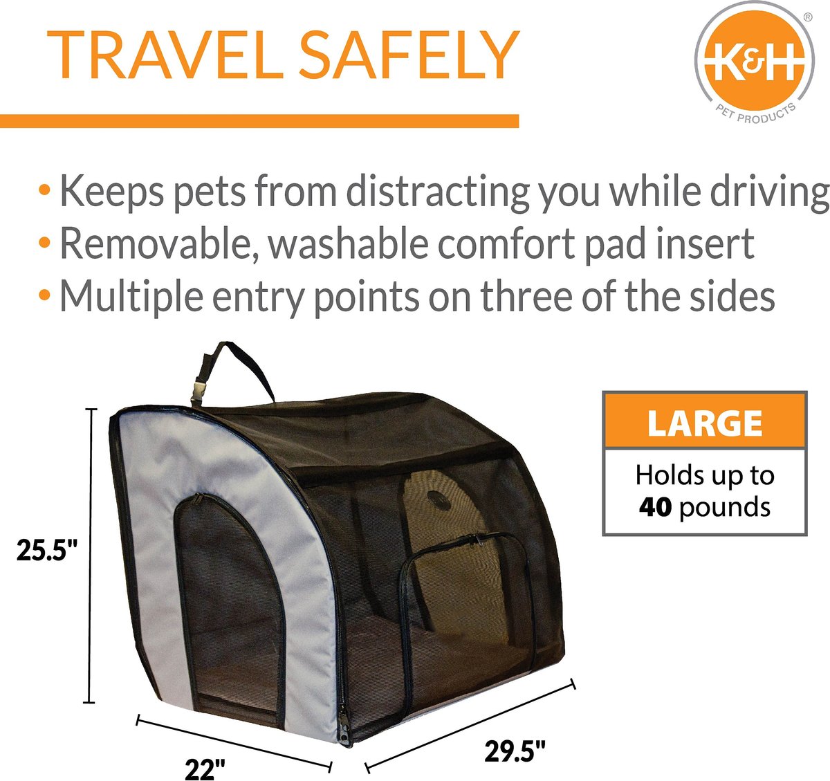 KandH Pet Products Travel Safety Pet Carrier