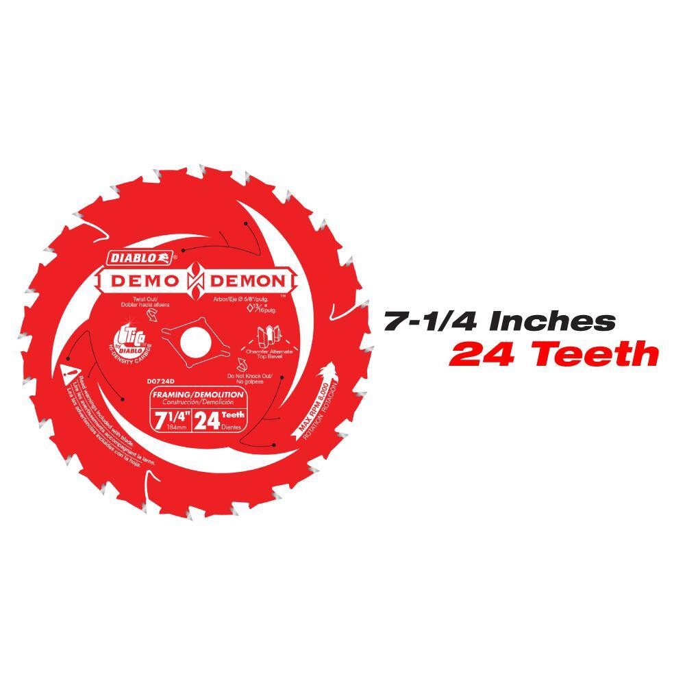 DIABLO 7-14 in. 24-Tooth FramingDemolition and 7-14 in. x 48-Tooth Cermet II Metals and Stainless Steel SawBlades (2-Blades) D0724DR0748CF2G