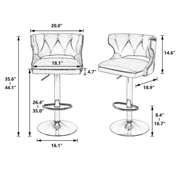 Adjustable Swivel Bar Stools With Back and Footrest， set of 2