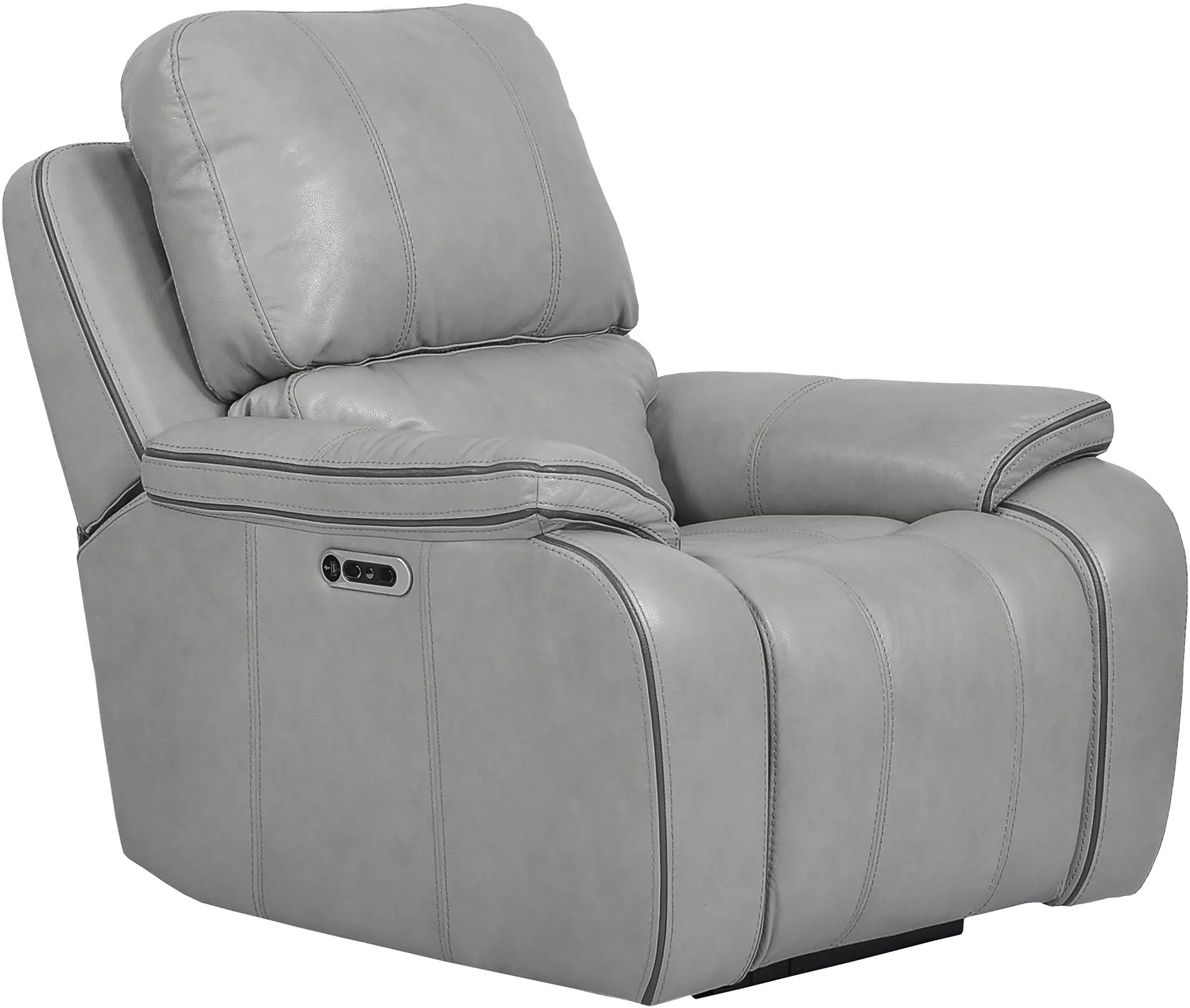 Harry Mist Light Gray Leather-Match Power Recliner