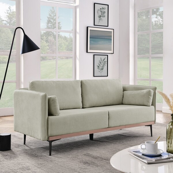 Modern Sofa 3Seat Couch with Stainless Steel Trim