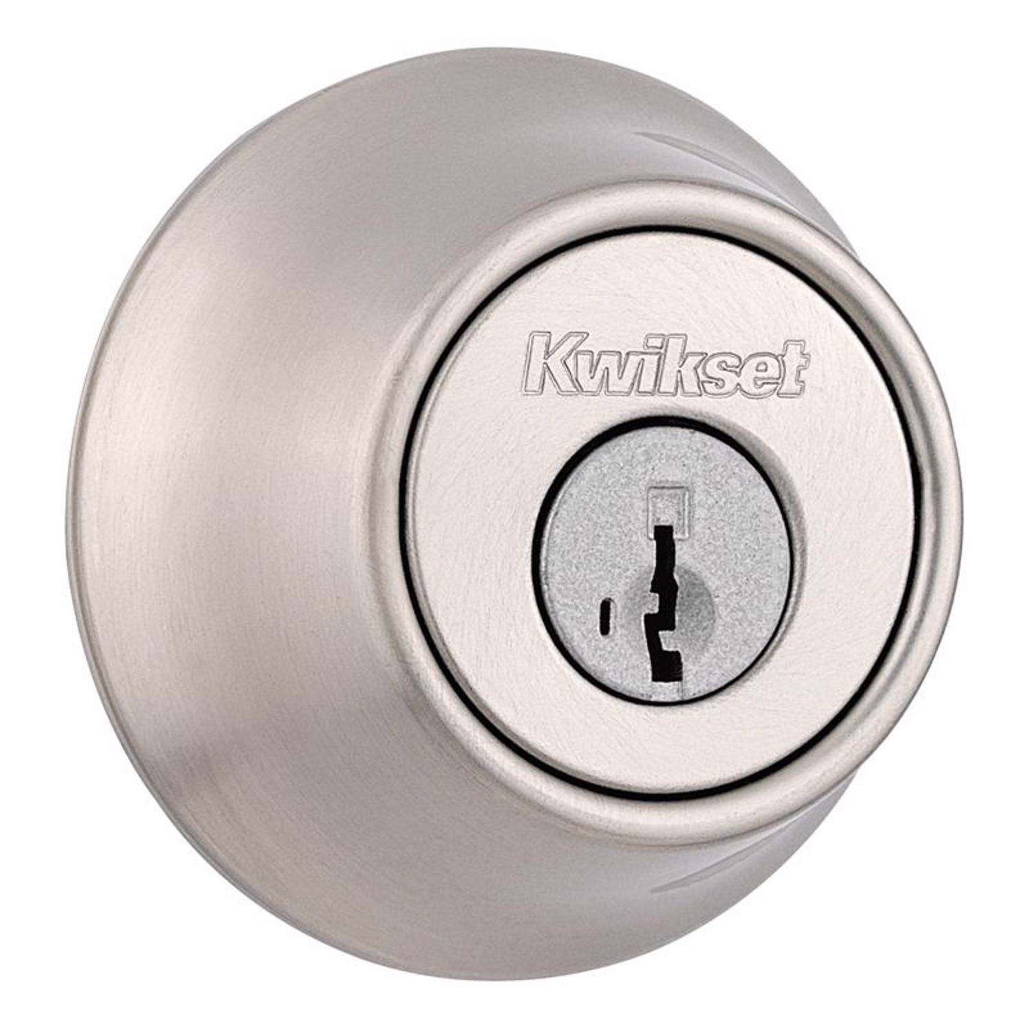 Kwikset SmartKey Security Satin Nickel Metal Single Cylinder Deadbolt