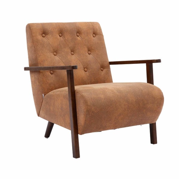 Wood Frame Living Room Accent Chair Modern Armchair Lounge Chair Sofa Removable Cushion Seat Arm Chairs， Coffee