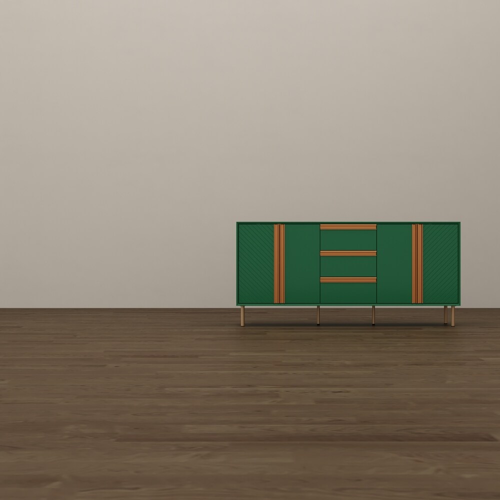 Sideboard Buffet Cabinet with Doors and Adjustable Shelf Emerald green   63\