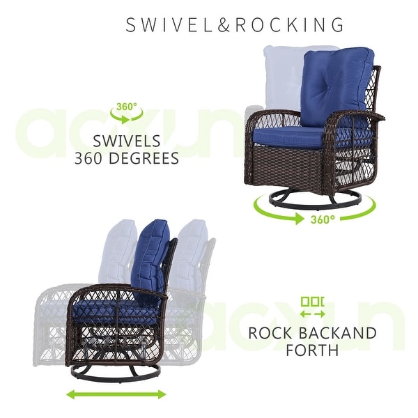 3 Pieces Outdoor Swivel Rocker Chair