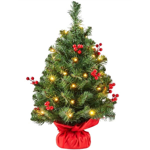 Yaheetech 2FT/3Ft Tabletop Portable Christmas Tree with Red Berries