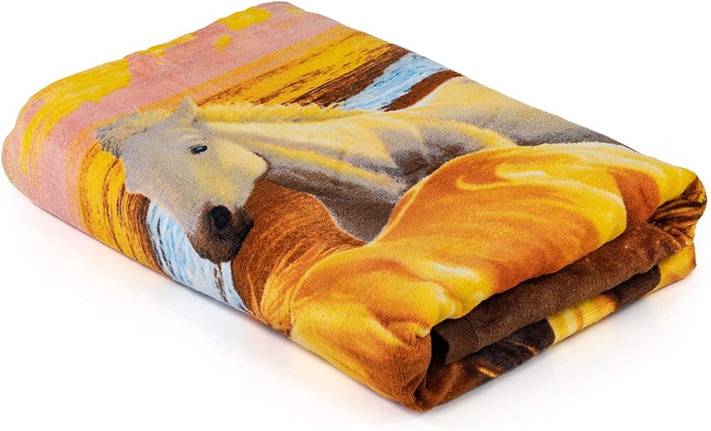 Horses on the Beach Super Soft Plush Cotton Beach Towel