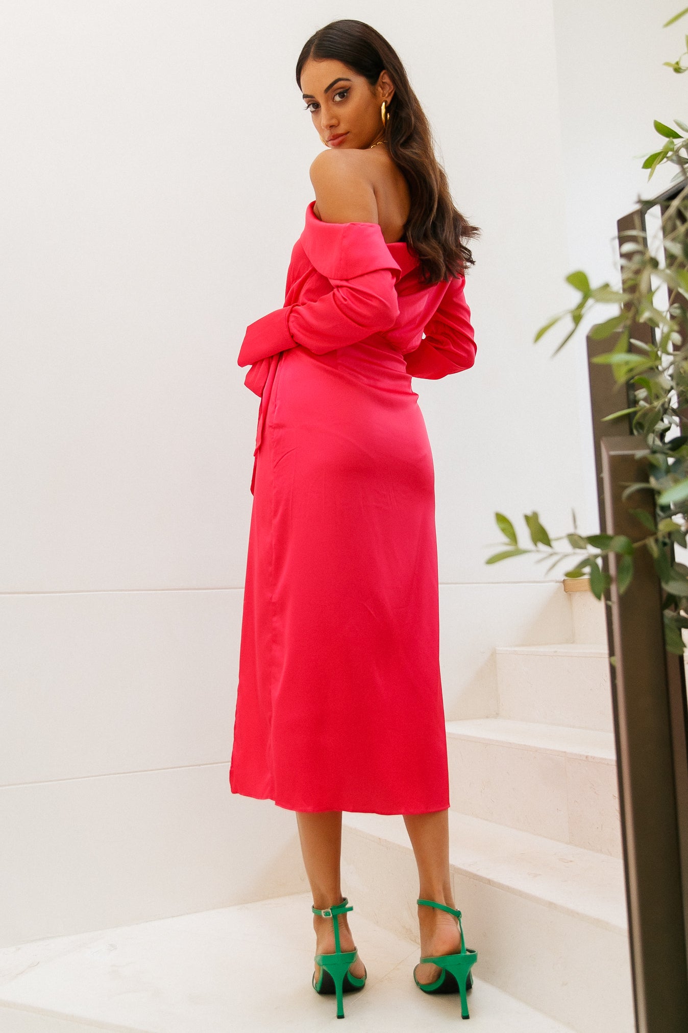 Love On Top Midi Dress Fuchsia