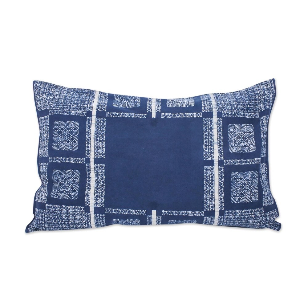 Novica Handmade Indigo Comfort Batik Cotton Pillow Sham