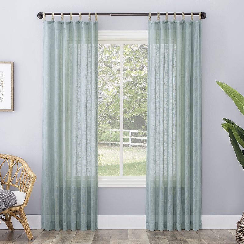 No. 918 Ceri Linen Texture Jute Tabs Semi-Sheer Tab Top Window Curtain