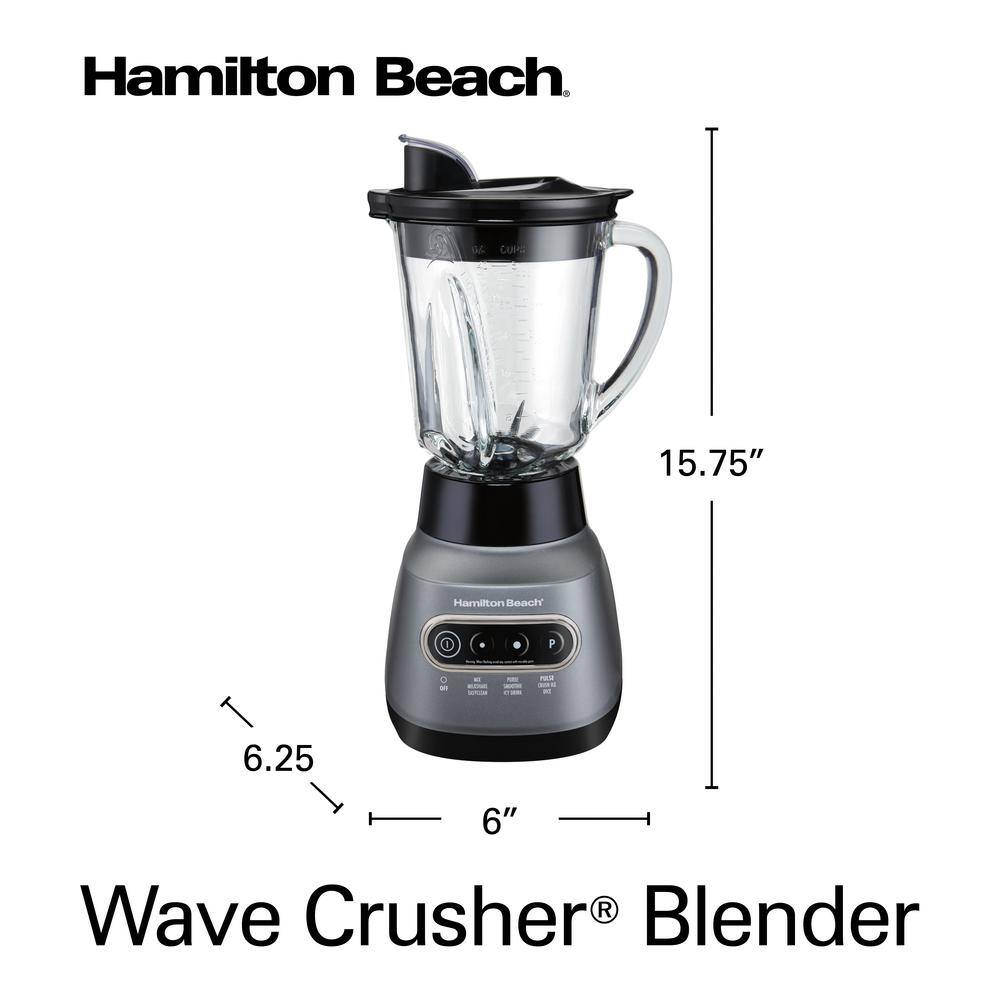 Hamilton Beach Wave Crusher 40 oz. 6-Speed Gray Blender with 20 oz. Travel Jar 58181