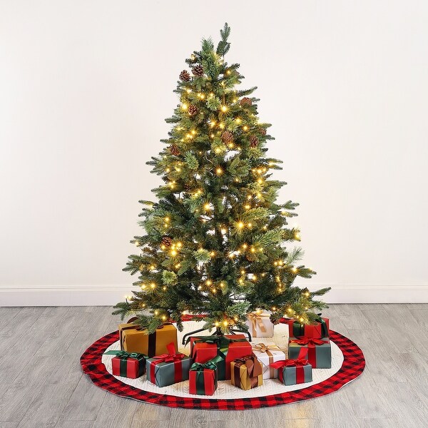 SAFAVIEH 5.5 Ft，Green，PreLit Artificial Christmas Tree With Pine Cones