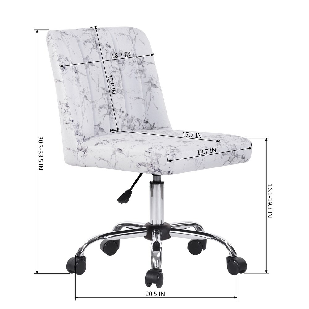 Modern Home Upholstered Office Chair  Computer Armless Swivel Desk Chair  Height Adjustable Mid Back Office Chair