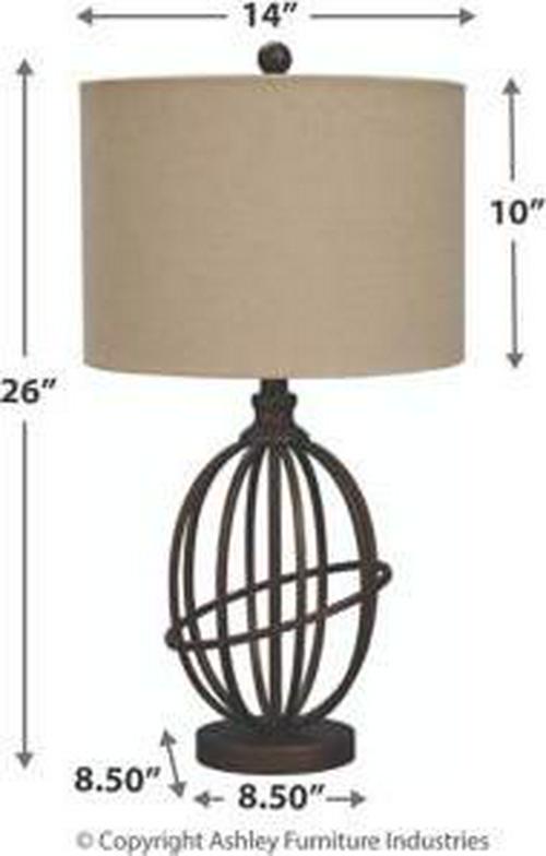 Signature Design by Ashley 25.88 Manasa Metal Table Lamp， Light Brown