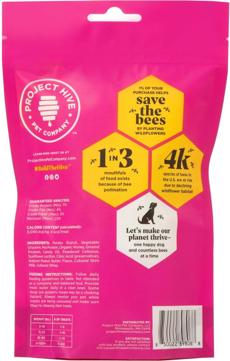 Project Hive Pet Company Training Soft and Chewy Dog Treats， 6-oz bag