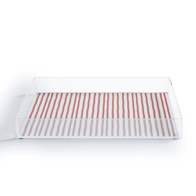 Emanuela Carratoni Old Pink Stripes Acrylic Tray Deny Designs