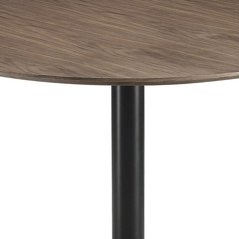 30 Inch Round Wooden Top Modern Dining Table， Black and Brown