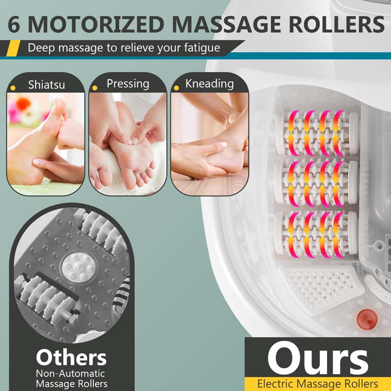 Heated Foot Spa Bath Massager with Bubbles & Rollers, Electric Foot Soaker Tub for Fatigue Release