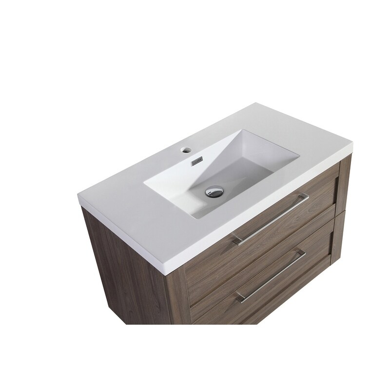 The Cosmo Elm Collection 36 Inch Floating Modern Bathroom Vanity