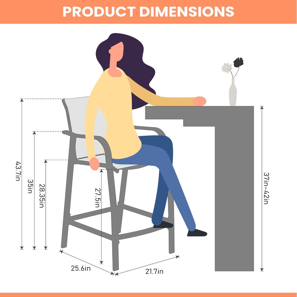 Pellebant 4PCS Outdoor Counter Height Bar Stool   21.7\