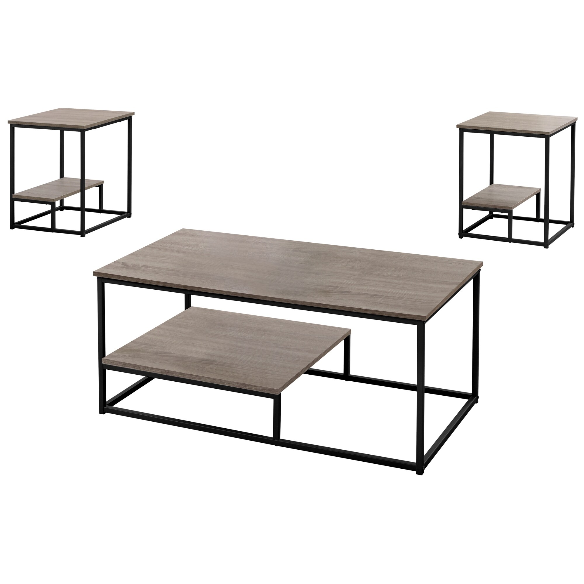 HomeRoots Dark Taupe Black Metal Table Set - 3Pcs Set - 42.25 x 22 x 18