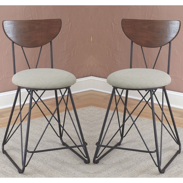 Modern Industrial Design Green Counter Height Stools (Set of 2)