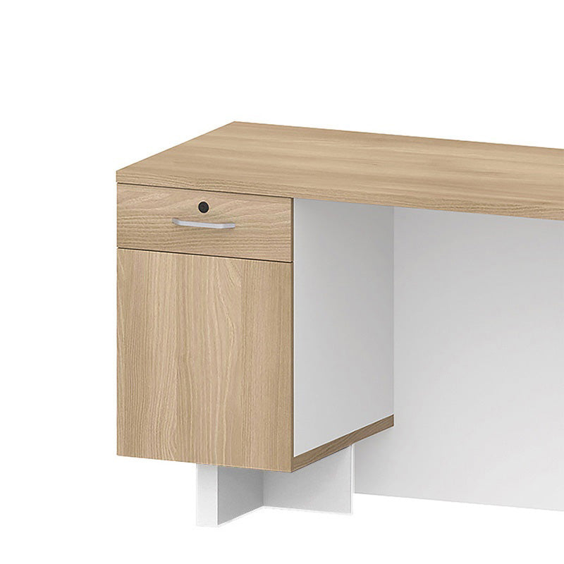 HELMER Reception Desk 2.4M Left Panel - Oak & white