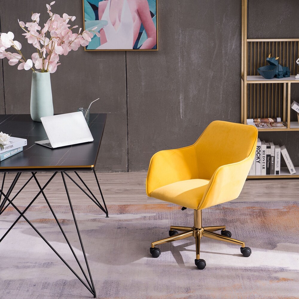 Yellow Velvet Home Office Chair